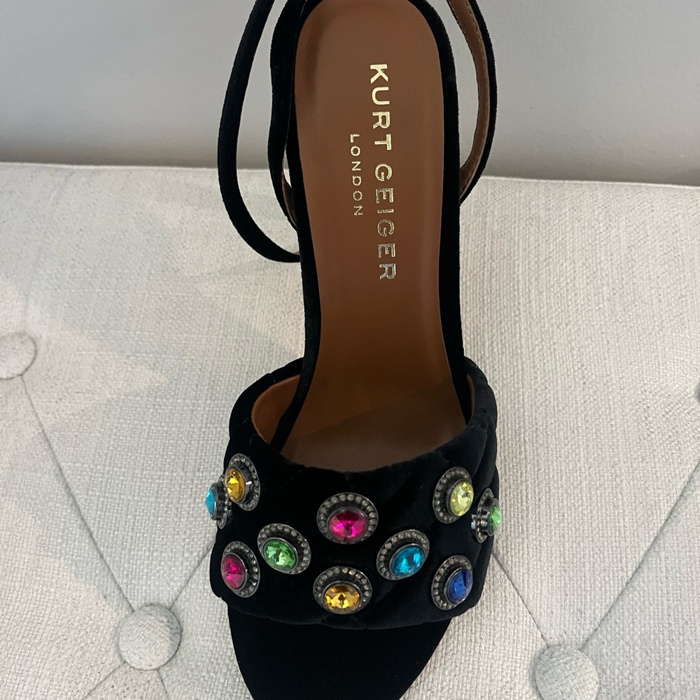 Kurt Geiger Black Sandals with Multicolor Embellishments